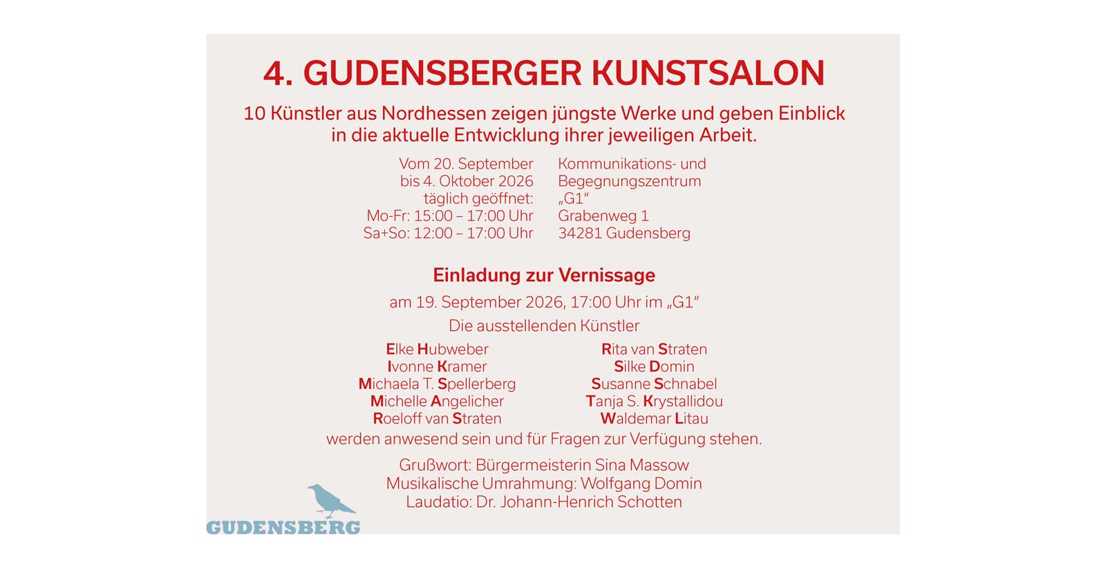 Einladung zum 4. Gudensberger Kunstsalon